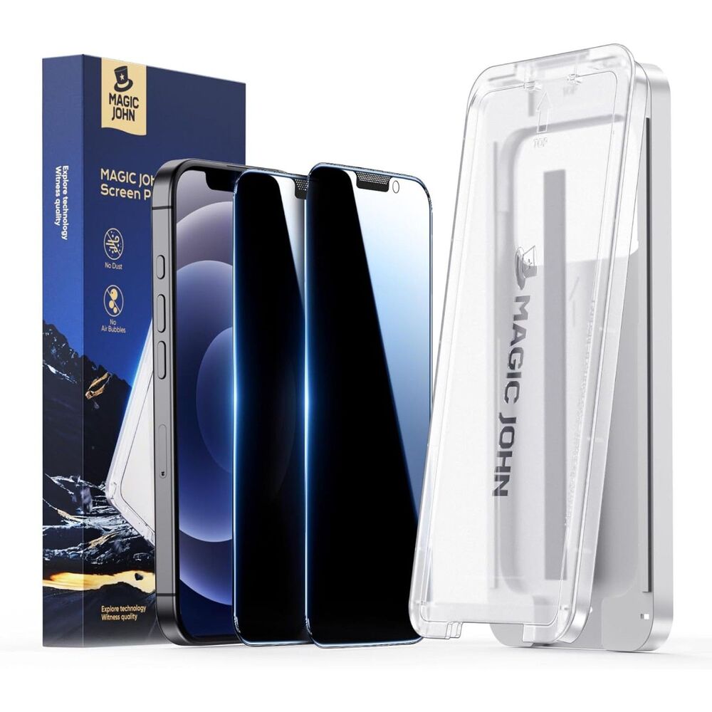 MAGIC JOHN 3rd Gen Privacy Screen Protector for iPhone 12 12 Pro 6.1" Glass